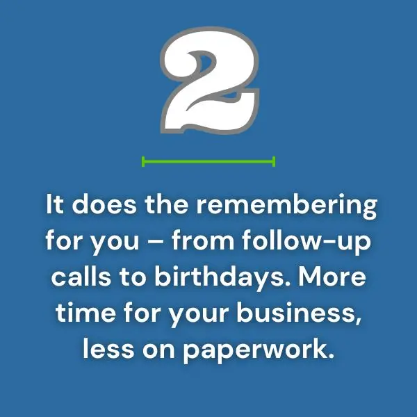 A graphic showing the 2nd reason to use a CRM for your business
